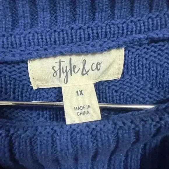 Style & Co Ribbed Button Blue Detail Tunic Sweater Size 1x - Picture 8 of 9
